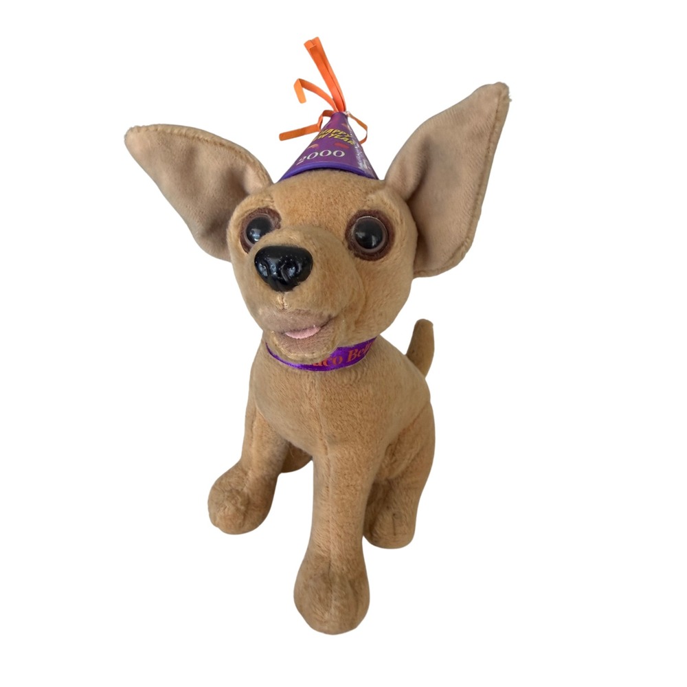 Taco Bell Chihuahua Plush Dog Happy New Year 2000 Party Hat Vintage Toy Vintage